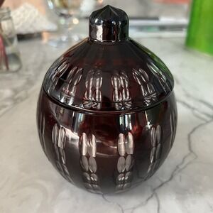Carl Meltzer Glass‎ Vase Lidded Box Langenau/Haida Bohemia ruby red 1920s Czech